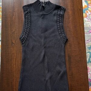 White House Black Market Black Ribbed Knit Too